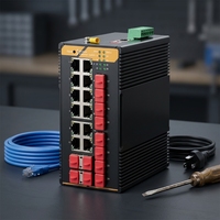 Switch industriel Gigabit géré 24 ports, 12 SFP, 12 RJ45, SNMP, QoS, 48 Gbit/s pour la pétrochimie, SCADA, entrepôt de réservoirs SH-GM012012-P