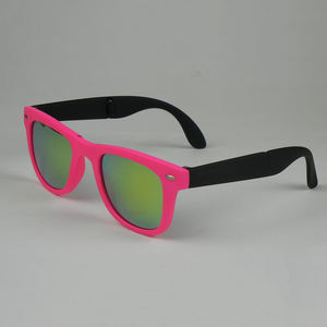 Wholesale Compact UV400 Pocket Folding Sunglasses Two <b>Tone</b> Rose Black Blue Mirror Custom Logo Party Shades Green Purple Yellow - Product Image 1