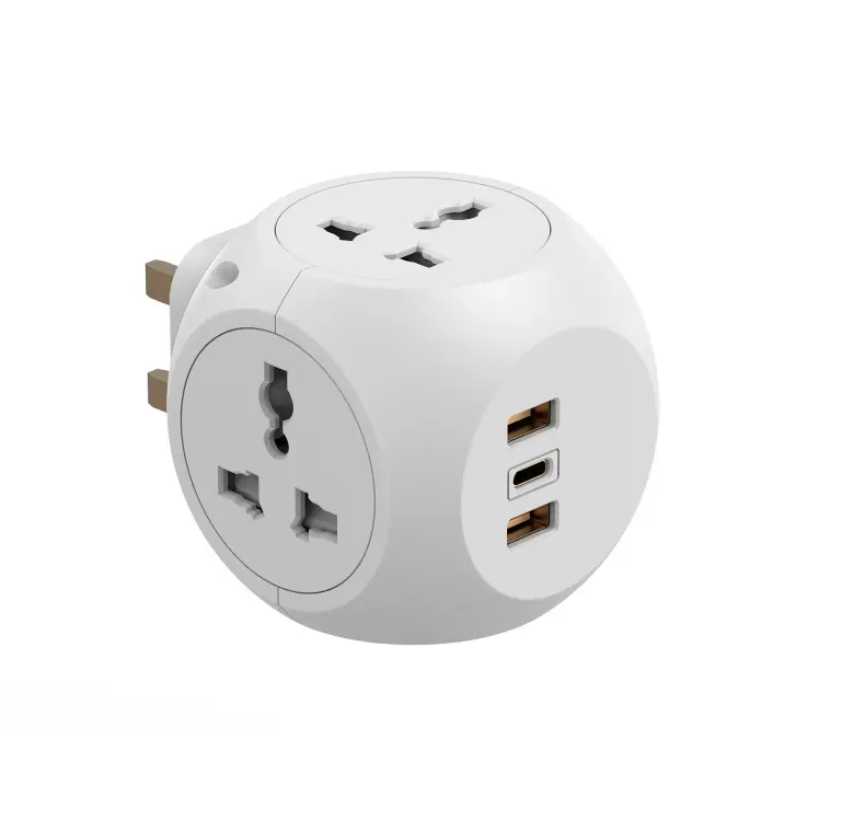 Phổ Thế Giới Quốc Tế Anh Power Cube Adapter Cắm USB Sạc Cổng Du Lịch Anh Adapter