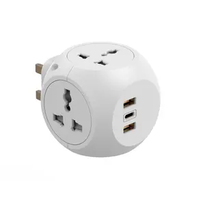 Universal World International uk Power cube Adapter Plug USB Charger Port Travel UK Adapter