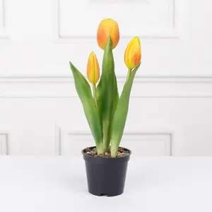 Elegante e dolce tulipani artificiali fiore Bonsai finto tulipano fiore colorato per la decorazione di casa Hotel di nozze