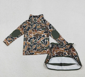 Ensemble de vêtements pour adolescentes GLD1547, pull à fermeture éclair marron camouflage, jupe, short, vêtements pour filles - Product Image 4