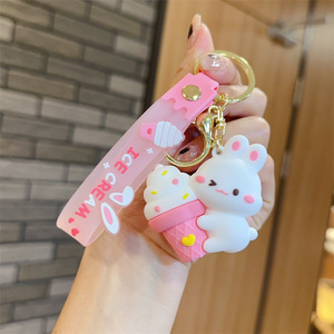 Llavero de silicona con forma de conejo y helado, diseño Kawaii, venta al por mayor - Product Image 4