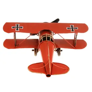 الطائرات ذات السطحين للمنزل معيشة ديكور الأطفال الفتيان مرحلة في الهواء الطلق لعبة ممتعة خمر معدنية نموذج طائرة