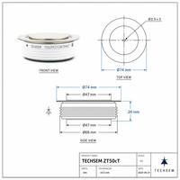 Diode redresseuse haute puissance TECHSEM Y50ZPC-ZT50cT 2490A 1100V-2000V, type capsule, fixation par serrage, pour soudage industriel