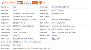 Schermo <span class=keywords><strong>LCD</strong></span> 17.3 Pollici FHD 240HZ EDP 40Pin B173HAN05.0/B173HAN05.1 per Poster Digitali, Aeroporti, OEM, Touchscreen per Laptop - Product Image 4