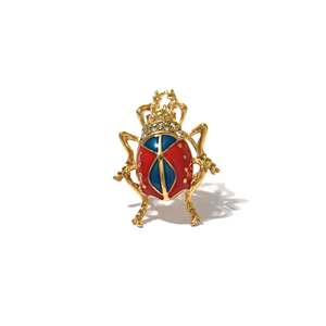 Broches de Moda Chapados en Oro, Acero Inoxidable 316L, Diseño de Insecto, Detalle de Corona con Esmalte Rojo y Azul, Joyería para Mujer - Product Image 1