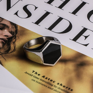 Men's Stainless Steel Hexagonal <b>Ring</b> Geometric Design Gift Jewelry SA1193 - Product Image 2