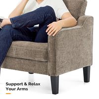 Sofá moderno de tela de chenilla, marrón claro de lectura cómoda silla para dormitorio, sillón recogido, sillas decorativas de mediados de siglo
