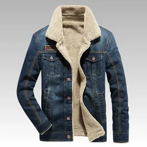 2022 оптовая продажа, зимняя Уличная Повседневная синяя флисовая джинсовая куртка с лацканами и мехом, куртки-бомберы больших размеров для мужчин, джинсовая куртка