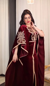 Velluto Eid Ramadan abito di lusso Abaya abbigliamento islamico per le donne manica corta tacchino arabica elegante <span class=keywords><strong>etnico</strong></span> Jalabiya musulmano abito - Product Image 4