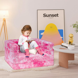 Children's Folding <b>Sofa</b> With Handrails High Elasticity Foam Sponge For 3 Year And Above <b>Kids</b> Pink Color Option - Product Image 4
