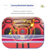 Lit pour enfant style course avec cadre en bois massif, revêtement en cuir PU, haut-parleur Bluetooth LED et rangement, mobilier de chambre d'enfant