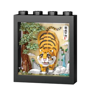 Precio caliente de fábrica lindo Tigre Mini juguete de construcción dibujos animados Mini ladrillos bloques modelo edificio educativo ensamblaje juguetes de plástico - Product Image 1