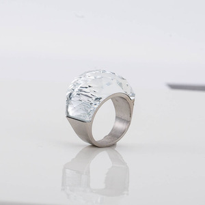 yunnique Geometric <b>Titanium</b> Steel <b>Rings</b> <b>Black</b> White Red Bezel Setting Unisex Fashion Jewelry Gift - Product Image 3