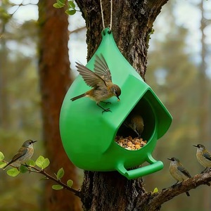 Plastic Hanging Bird Feeder 13x12.5x11cm White Glossy Outdoor For Pet Birds - Product Image 4
