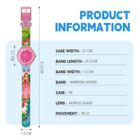 Montre à quartz personnalisée avec logo pour filles, pour enfants de 3 à 12 ans, avec boîtier en acrylique PC à motif de dessin animé mignon, bracelet souple, cadeau d'anniversaire, OEM ODM