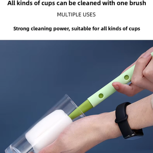 Brosse de nettoyage portable en plastique à long manche pour tasses et bouteilles, avec éponge amovible, vente en gros - Product Image 6