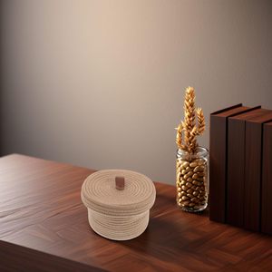 Modern <b>Storage</b> <b>Basket</b> Cotton Rope Braided Lid Seagrass PC Material for Coffee Table Desktop Sundries Cosmetic <b>Storage</b> - Product Image 2