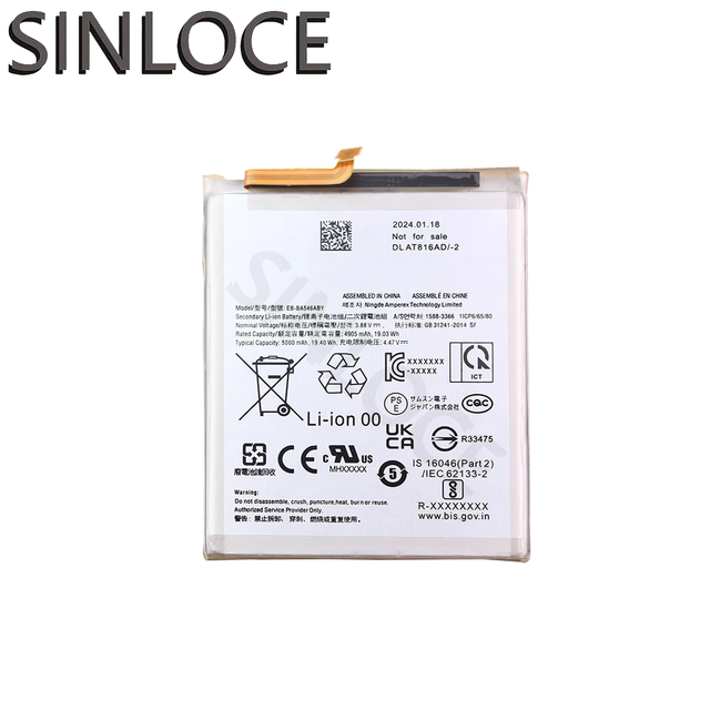 SINLOCE High-quality Rechargeable Lithium-ion Mobile Phone Battery for A34 5G EB-BA546ABY Black Stock