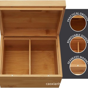 Caja de Almacenamiento de Pan de Madera de Bambú, Madera Natural Hecha a Medida, Portátil, con Diseño Transparente de Tres Capas para Uso Doméstico - Product Image 4