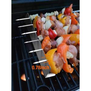 2Pcs Kabob Skewers Rack Set <span class=keywords><strong>Barbecue</strong></span> BBQ Grilling Accessories Stainless Steel BBQ Skewers Holder for Grilling - Product Image 4