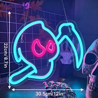 Letrero LED de Acrílico con Diseño de Fantasma Grim Reaper con Guadaña, Estilo Chibi, Decoración de Pared Personalizada para Niños y Fiestas