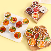 Miniatura de PVC estilo chino, simulación de porcelana azul y blanca, tazón pequeño para verduras y fideos, modelo de comida en miniatura para juego de cocina, adorno para caja de juguetes.