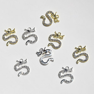 Pendentif en alliage de dragon chinois, or et argent KC, pour la fabrication de boucles d'oreilles, accessoires de bijouterie, forme irrégulière, plaqué de strass - Product Image 3