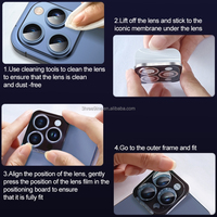 Protection d'écran en verre trempé 3D de qualité supérieure avec paillettes de diamant 9H pour l'objectif de la caméra arrière du téléphone iPhone 16Pro