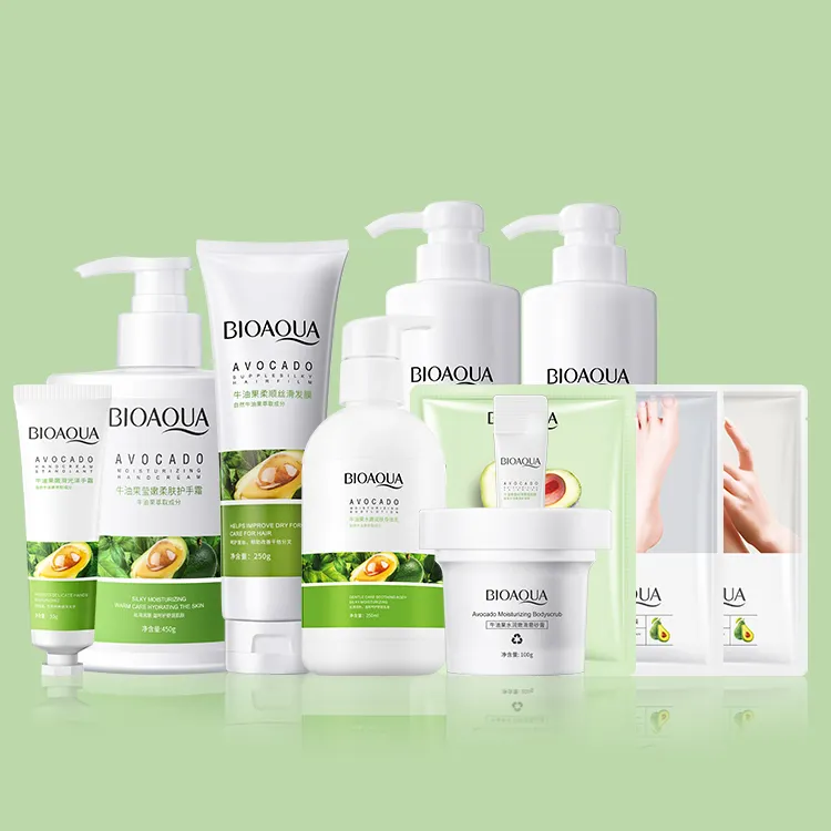 BIOAQUA private label set per la cura della pelle anti invecchiamento nutrizione profonda niacinamide avocado salon maschera per capelli crema per le mani maschera per il viso