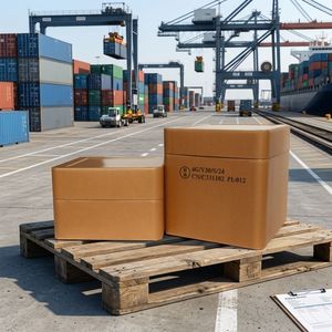 Square Fiber <b>Drums</b> Brown UN Marked Shipping Barrels Recyclable Eco Friendly Packaging for Dangerous Goods - Product Image 1