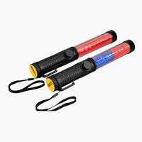 Bâton de contrôle de circulation LED de 30 cm, lumière d'avertissement rouge et bleue rechargeable, lampe torche magnétique d'urgence avec sifflet