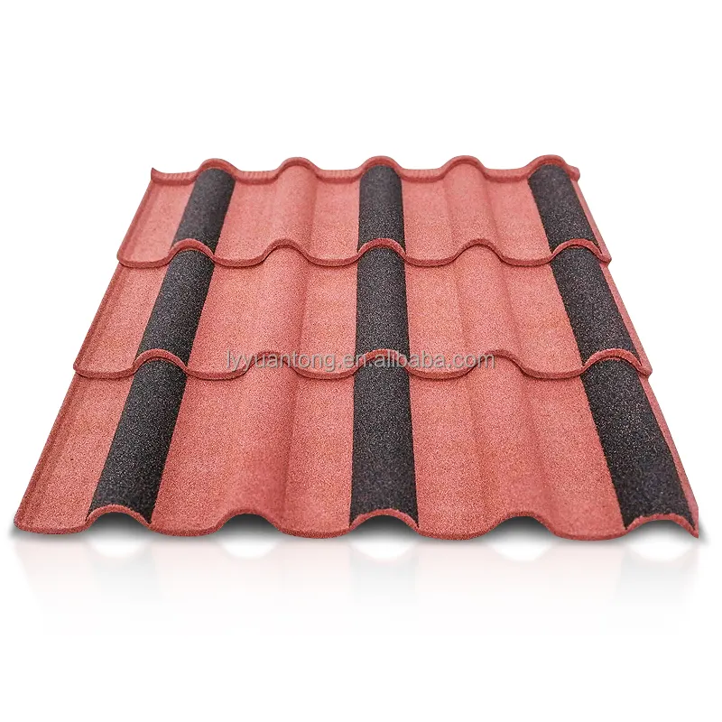 建築屋根材技術軽量カラフルな石コーティング金属屋根タイルコスト削減