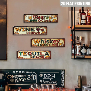Panneau Métallique Long Vintage pour Bar, Décoration Murale Graphique Bière Vin Whisky <span class=keywords><strong>Tequila</strong></span> pour Bar à Domicile et Cave des Hommes - Product Image 5