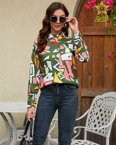 OEM/ODM Custom Hot Selling Wholesale Women Casual Printed Long Sleeve Elegant Chiffon Shirt Women's Blouses Shirt