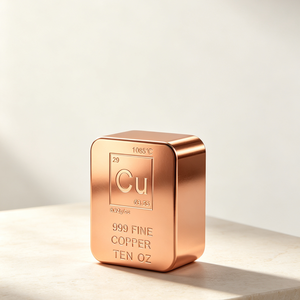 Barre de cuivre pur 999, lingot carré de 10 oz, qualité d'investissement, non allié, en cuivre métallique - Product Image 1