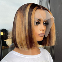 Pelucas de cabello humano rizado y ondulado estilo Pixie Birmano sin procesar con encaje frontal, pelucas cortas tipo Bob con ondas profundas HD para mujer