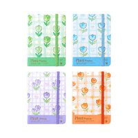 Carnet A6 à couverture rigide avec élastique, motif floral tulipe, 100 feuilles lignées, agenda de poche, cadeau scolaire pour enfants et filles, papeterie en gros