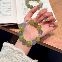 Bracelet classique en quartz rutilé vert serpentine naturel, perles de fluorite bleue diabolique de 14 mm, bijoux énergétiques audacieux pour femmes