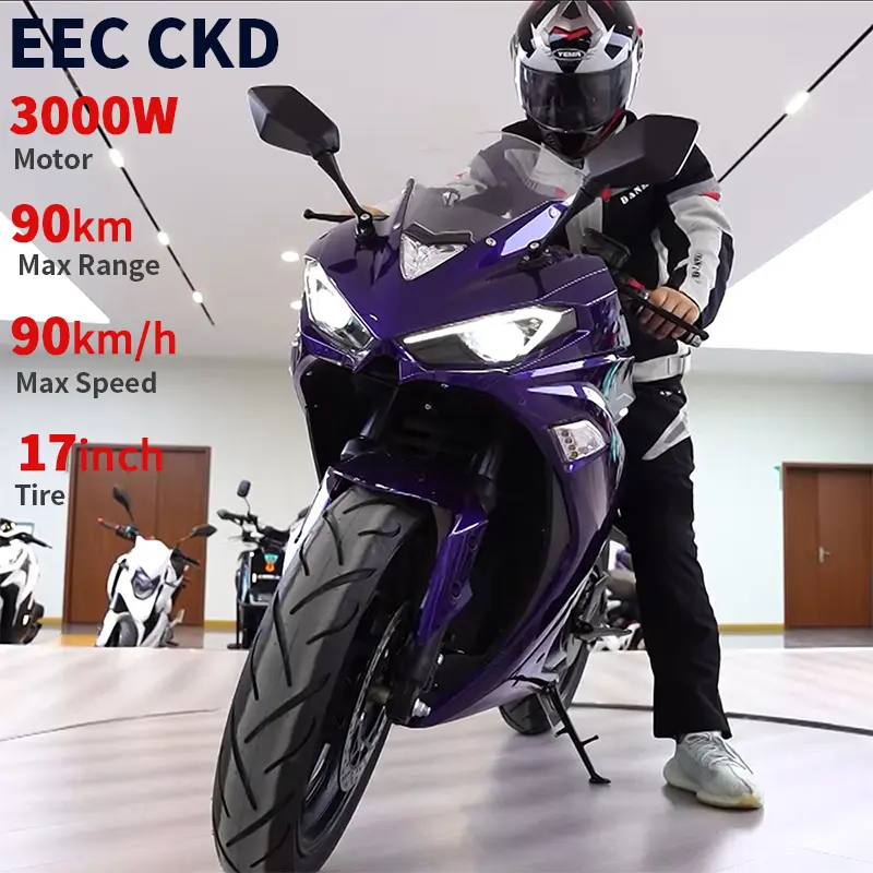 SKD CKD 3000w 17 pouces 72V moto électrique de sport à entraînement moyen pour adulte