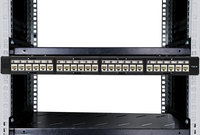 Panel Patch Jaringan Emas Kecepatan Tinggi Fangbei G6511-04008 Telecom Parts 1U Cat6A UTP Modular Rack Mount 24 Port Keystone Jack