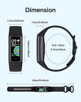 Gelang Pintar C68L Baru Pelacak Kebugaran Kesehatan dengan Layar TFT, Monitor Suhu Tubuh, Tekanan Darah, Detak Jantung, dan Pedometer