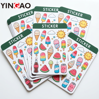 Pegatina de Vinilo Estética de Verano con Diseño de Helado, Personalizada, Resistente al Agua, con Corte Kiss Cut, Protección UV, para Laptop, Botella de Agua, Diario