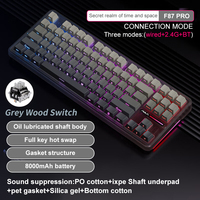AULA F87Pro V2 Keyboard Gaming Mekanik RGB PBT 87-Tombol USB-C Desktop Berkabel/BT/Nirkabel Tri-Mode Struktur Gasket Dapat Diprogram
