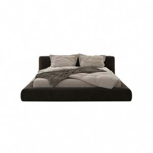 Modern Simple Black Cotton Linen Fabric Eco-Friendly Oak Italian Minimalist Nordic Small-sized Full Bunk <b>Bed</b> - Product Image 1