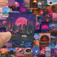 Autocollants découpés à la forme de dessins animés de paysages - Autocollants en vinyle imperméables pour la décoration de journaux, les coques de téléphone et les projets de bricolage