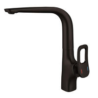 Robinet de cuisine en laiton de qualité supérieure avec poignée creuse, à trou unique, à sortie d'eau rotative, pour eau chaude et froide