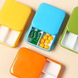 Customizable 2-Grid <b>Pill</b> Organizer Lightweight Plastic Box Slide Lock Design for Daily Medicine <b>Storage</b> - Product Image 1