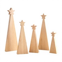 5 pièces, 5 tailles, découpeurs en bois de pin pour sapins de Noël, décorations en forme d'étoile |   Bloc de bois brut non fini, couleur bois naturel rustique, décoration intérieure à peindre